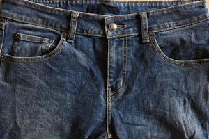 dunkelblaue Jeans Nahaufnahme, Nahaufnahme von Denim-Jeans foto