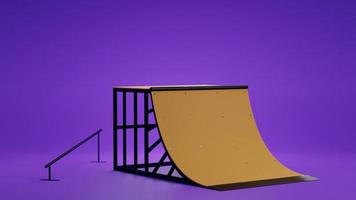 Prototyp einer Halfpipe-Skateboard-Rampe. 3D-Darstellung foto