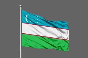 Usbekistan wehende Flagge Illustration auf grauem Hintergrund foto