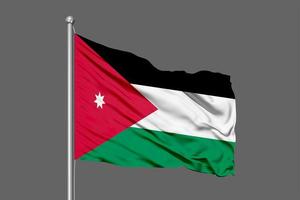 Jordanien wehende Flagge Illustration auf grauem Hintergrund foto