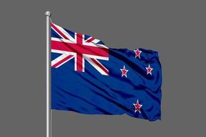 Neuseeland wehende Flagge Illustration auf grauem Hintergrund foto