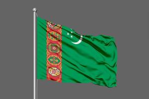 Turkmenistan wehende Flagge Illustration auf grauem Hintergrund foto