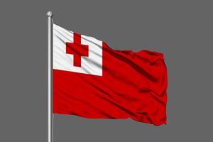 Tonga wehende Flagge Illustration auf grauem Hintergrund foto