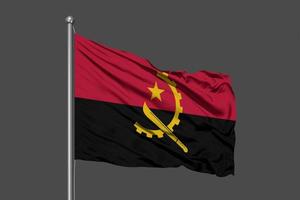 Angola wehende Flagge Illustration auf grauem Hintergrund foto