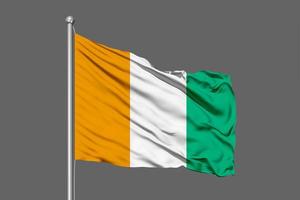 Elfenbeinküste wehende Flagge Illustration auf grauem Hintergrund foto