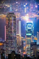 hong kong innenstadt der berühmte stadtbild blick auf die skyline von hongkong während der dämmerung blick vom victoria-gipfel in hongkong.