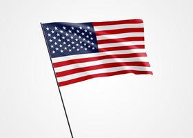 USA-Flagge, die hoch in den Himmel fliegt Amerikanischer Unabhängigkeitstag. Weltnationalflaggensammlung der Illustration 3d foto