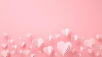 Papierherzen Valentinstag - 3D-Render romantische Karte - Hintergrund, Liebe, Valentinstag, Hochzeit foto