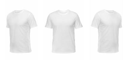 weißes ärmelloses T-Shirt. T-Shirt Vorderansicht drei Positionen auf weißem Hintergrund
