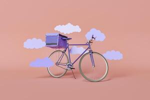 Minimal Delivery Bike mit flachen Wolken foto