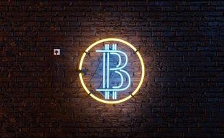 Neonlampe mit Bitcoin-Symbol foto