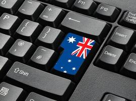 eine schwarze Tastatur mit australischer Flaggentaste foto