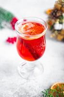 Glühwein Sekt Urlaub Weihnachtscocktail Beeren Süßes Dessert
