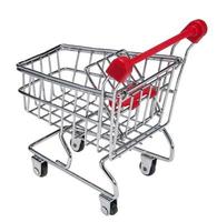 Trolley Einkaufen Silber Supermarkt weißer Hintergrund foto