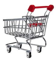 Trolley Einkaufen Silber Supermarkt weißer Hintergrund foto