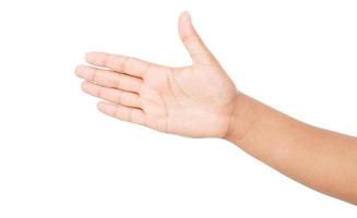 Afro-amerikanische Hand isoliert auf weißem Hintergrund, Abstimmungshand. Attrappe, Lehrmodell, Simulation foto
