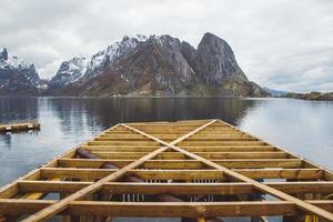 norwegen berge und landschaften auf den lofoten. natürliche skandinavische Landschaft. Platz für Text oder Werbung foto