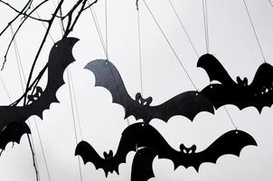 Halloween-Silhouette vieler schwarzer Fledermäuse auf weißem Hintergrund foto