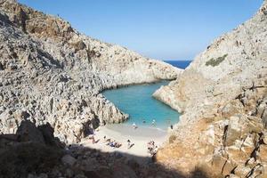 Sandstrand, die Bucht des Teufels, die Insel Kreta. foto