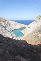 Sandstrand, die Bucht des Teufels, die Insel Kreta. foto