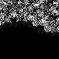 Zusammensetzung der Diamanten 3d auf schwarzem Hintergrund foto