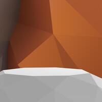 leeres Low-Poly-Laminatregal auf Laminattisch und Low-Poly-geometrischer Hintergrund foto