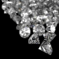 Zusammensetzung der Diamanten 3d auf schwarzem Hintergrund foto