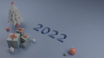 2022 Neujahr Nummernloch im Boden mit Dekorationen 3D-Darstellung foto