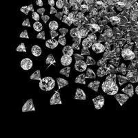 Zusammensetzung der Diamanten 3d auf schwarzem Hintergrund foto