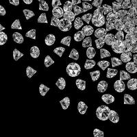 Zusammensetzung der Diamanten 3d auf schwarzem Hintergrund foto