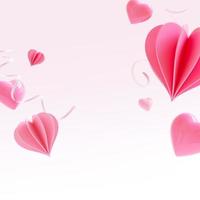 fröhlichen Valentinstag. rosa hintergrund mit realistischen herzen. foto