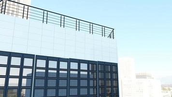 3D gerendertes Firmenlogo Mockup Schild Fassade Gebäude foto