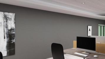 3D-Rendering realistischer Büroarbeitsplatz modernes minimalistisches Mockup foto