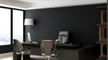 3D-Render-Büro minimalistischer Raum mit Holzdesign-Interieur foto