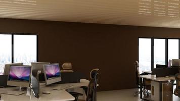 3D-Rendering realistischer Büroarbeitsplatz modernes minimalistisches Mockup foto