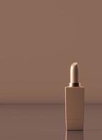 cremefarbener Lippenstift in der gleichen Farbszene, minimaler kosmetischer Hintergrund für Anzeigenbranding und Produktpräsentation. foto