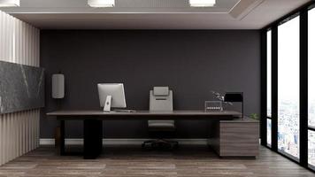 3D-Render moderner Business Office Manager-Raum mit 3D-Design-Interieur für Firmenwand-Logo-Mockup foto