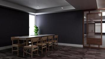 3D-Render-Mockup für moderne Besprechungsräume - Innenarchitektur für Büroarbeitsplätze foto