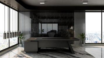 3D-Renderregistrierungsraum mit modernem, minimalistischem Innenarchitekturkonzept foto