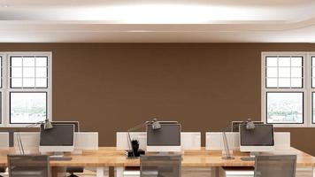 3D-Rendering Büroarbeitsplatz modernes minimalistisches Mockup foto