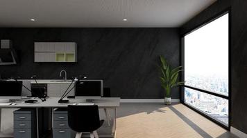 3D-Rendering realistischer Büroarbeitsplatz modernes minimalistisches Mockup foto