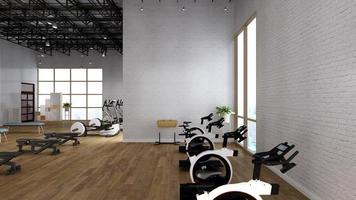 3D-Rendering - moderner Minimalist der Innenarchitektur des Fitnessstudios foto