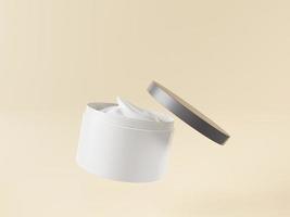Ein Modell eines realistischen weißen leeren Kosmetikglases isoliert auf hellem Hintergrund, 3D-Rendering, 3D-Illustration foto