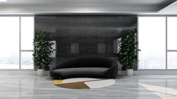 3D-Rendering-Gästelounge-Wandmockup-Design mit modernem, minimalistischem Innenarchitekturkonzept foto