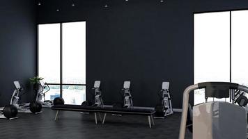 3D-Render modernes Fitness- oder Fitnessraum-Wandmodell foto