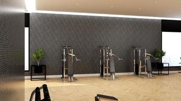 3D-Rendering Modernes Fitnessstudio Innenarchitektur Wandmodell foto