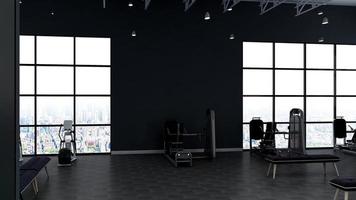 3D-Render modernes Fitness- oder Fitnessraum-Wandmodell foto