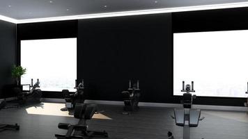 3D-Render modernes Fitness- oder Fitnessraum-Wandmodell foto