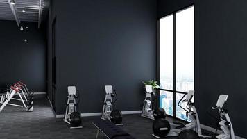 3D-Render modernes Fitness- oder Fitnessraum-Wandmodell foto