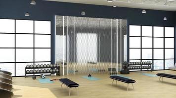 3D-Rendering Modernes Fitnessstudio Innenarchitektur Wandmodell foto